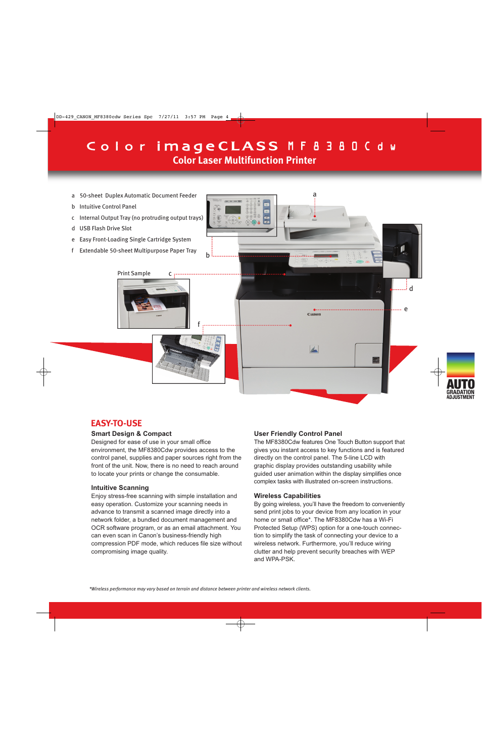 Color laser multifunction printer, Easy-to-use | Canon MF8380CDW User Manual | Page 3 / 4