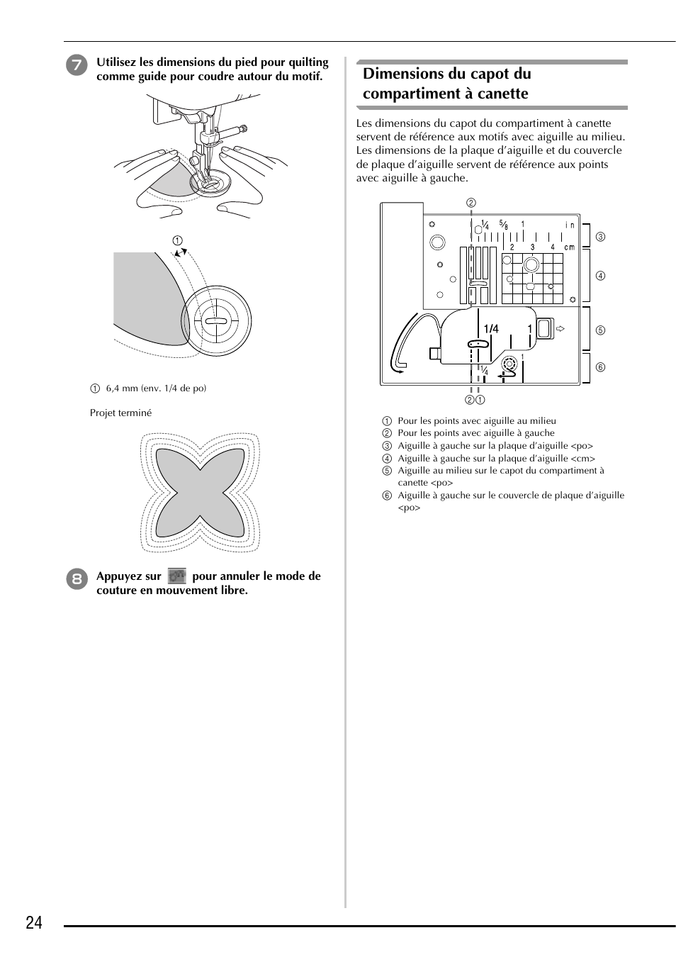 Dimensions du capot du compartiment à canette | Baby Lock Ellageo Plus (BLL2) Instruction and Reference Guide Addendum User Manual | Page 26 / 48