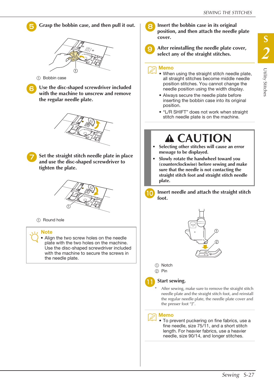 Caution | Baby Lock Crescendo (BLCR) Instruction and Reference Guide User Manual | Page 101 / 216