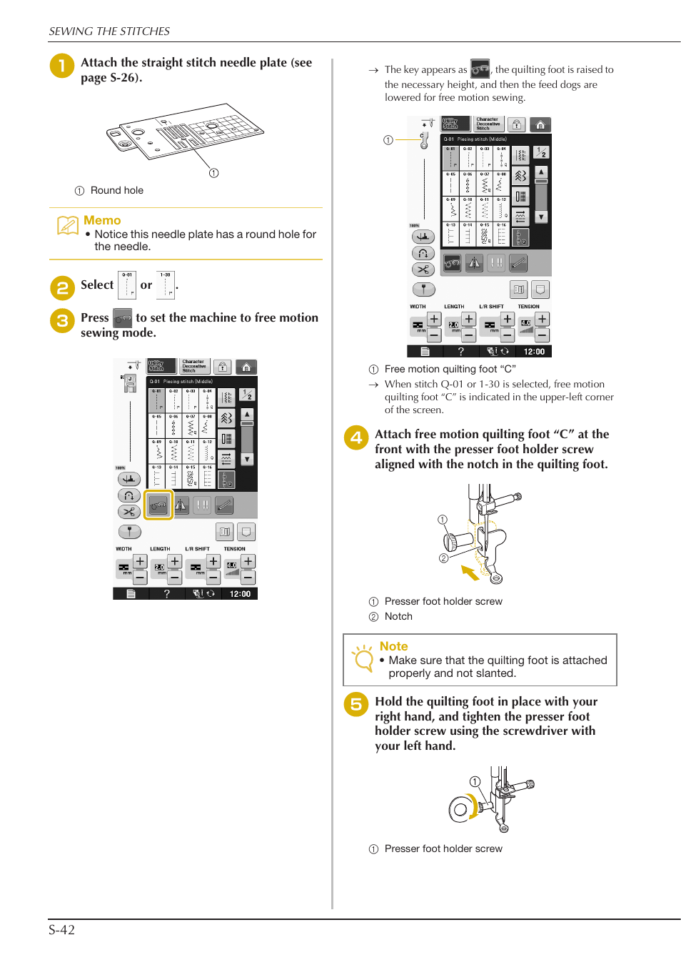 S-42 | Baby Lock Crescendo (BLCR) Instruction and Reference Guide User Manual | Page 116 / 216