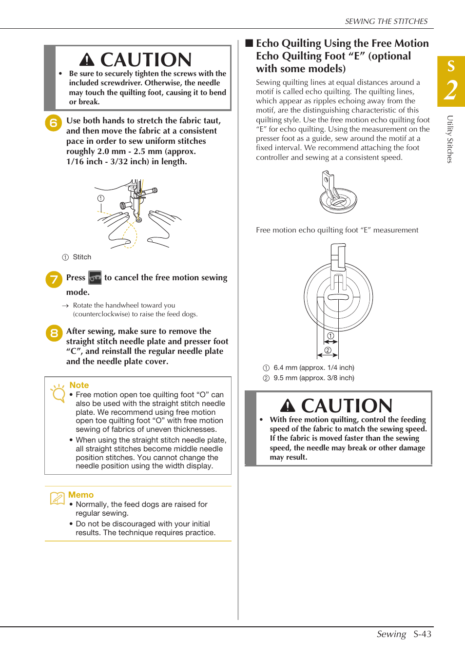 Caution | Baby Lock Crescendo (BLCR) Instruction and Reference Guide User Manual | Page 117 / 216