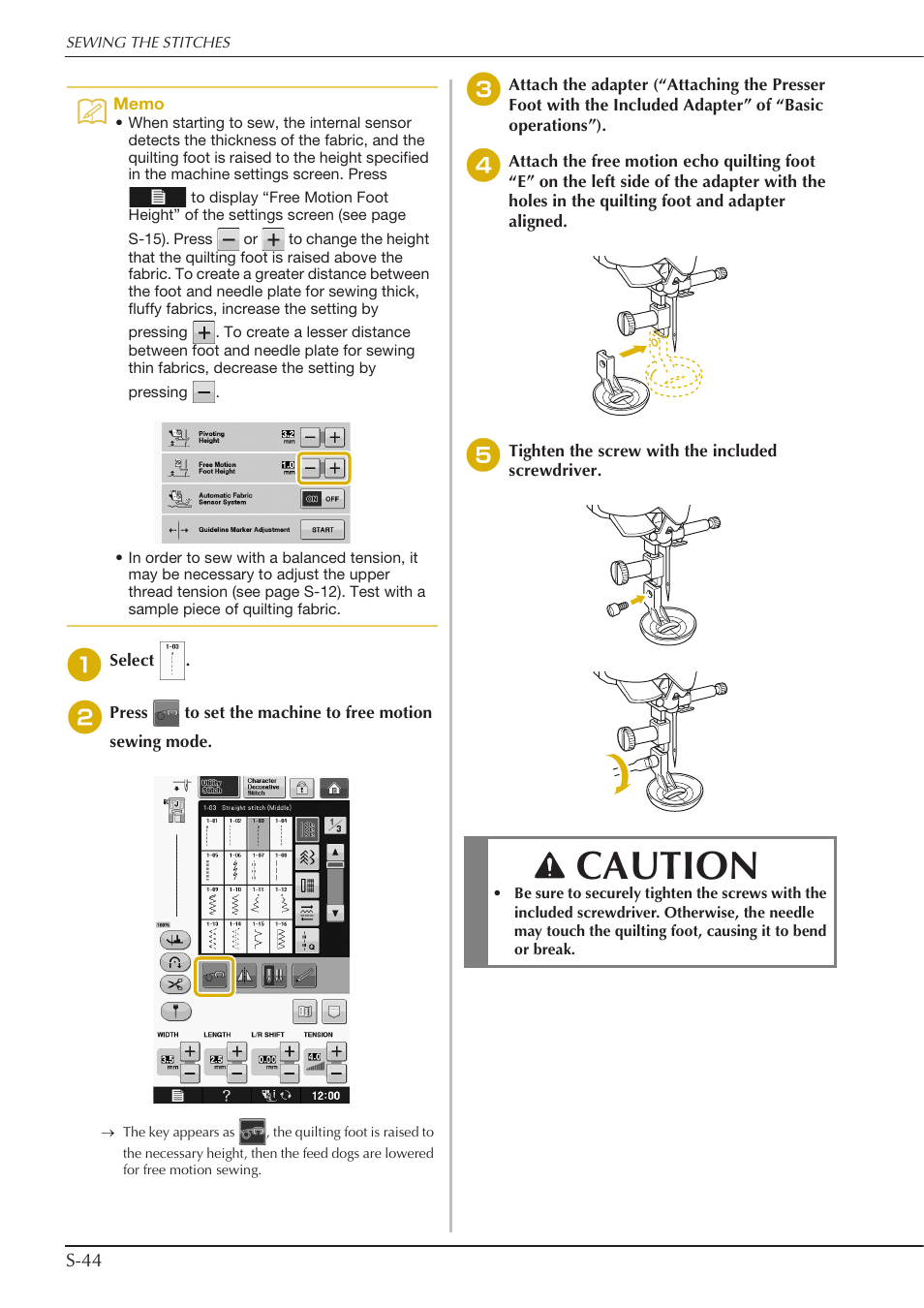 Caution | Baby Lock Crescendo (BLCR) Instruction and Reference Guide User Manual | Page 118 / 216