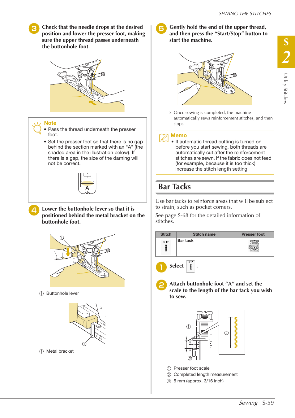 Bar tacks | Baby Lock Crescendo (BLCR) Instruction and Reference Guide User Manual | Page 133 / 216