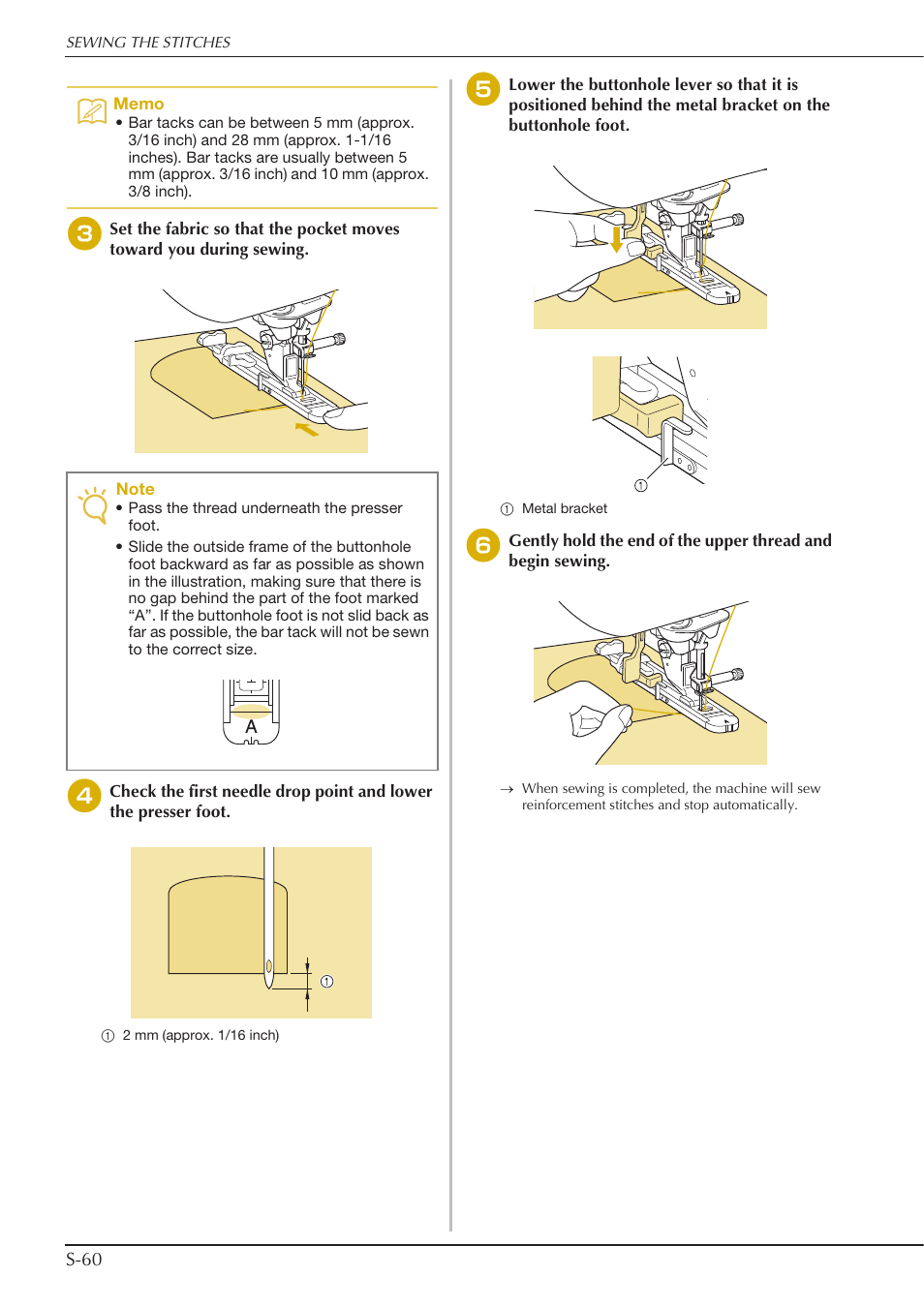 S-60 | Baby Lock Crescendo (BLCR) Instruction and Reference Guide User Manual | Page 134 / 216