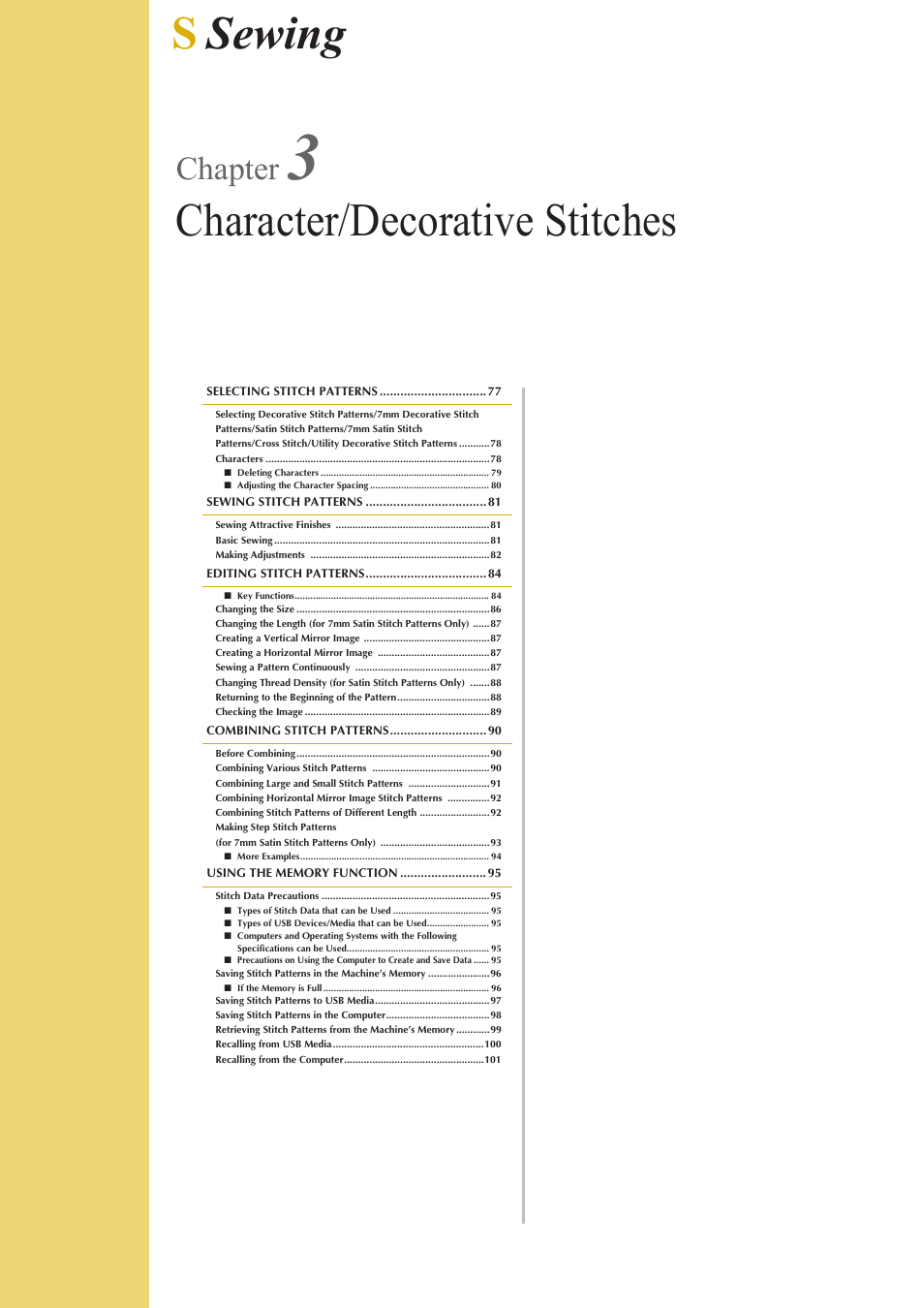 Ssewing character/decorative stitches, Chapter | Baby Lock Crescendo (BLCR) Instruction and Reference Guide User Manual | Page 150 / 216