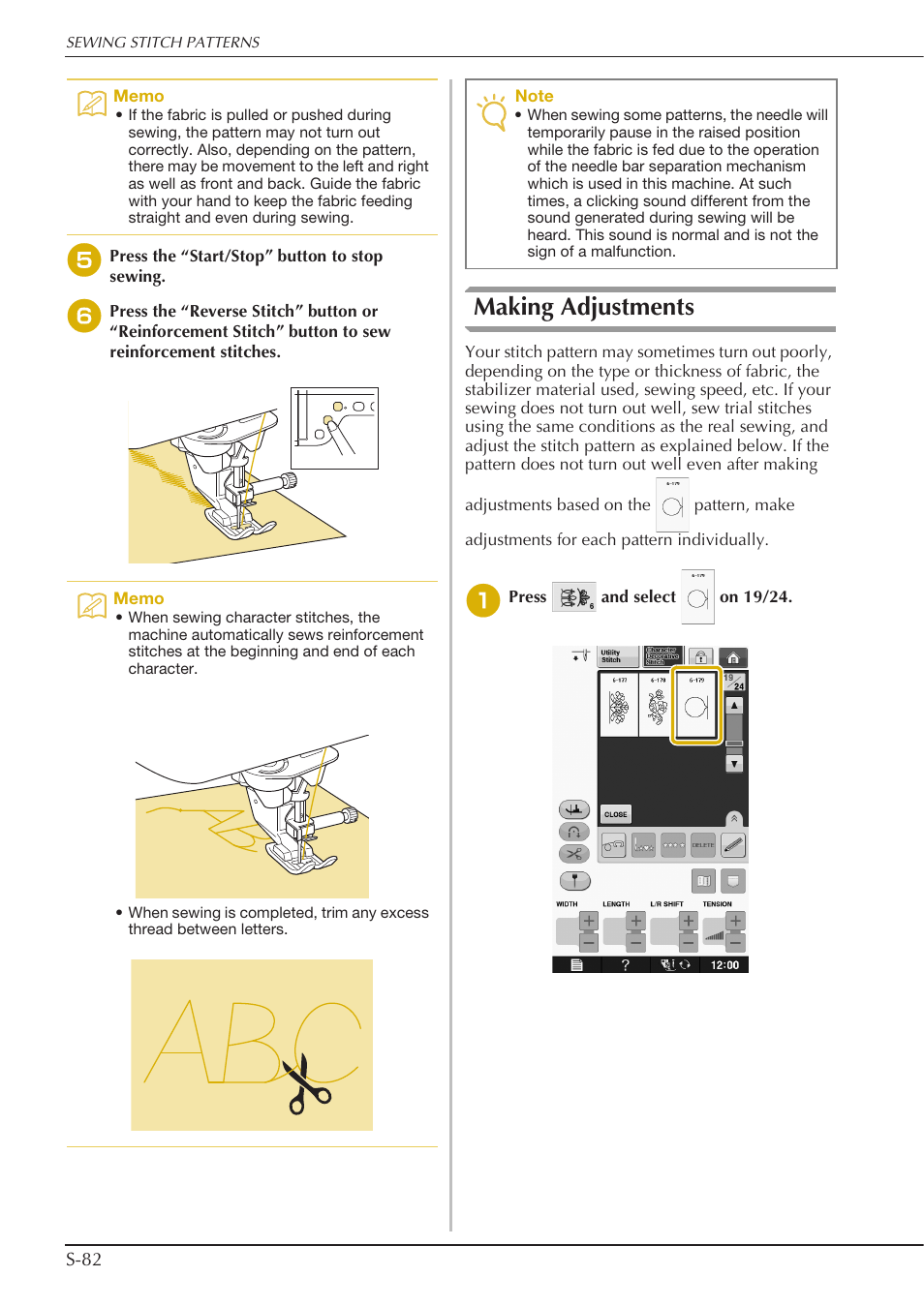 Making adjustments | Baby Lock Crescendo (BLCR) Instruction and Reference Guide User Manual | Page 156 / 216