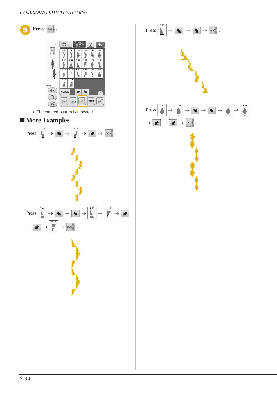 More examples, S-94 | Baby Lock Crescendo (BLCR) Instruction and Reference Guide User Manual | Page 168 / 216