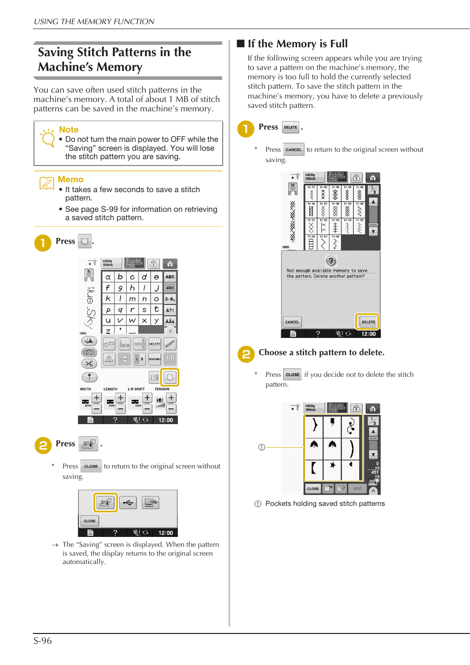 S-96 | Baby Lock Crescendo (BLCR) Instruction and Reference Guide User Manual | Page 170 / 216