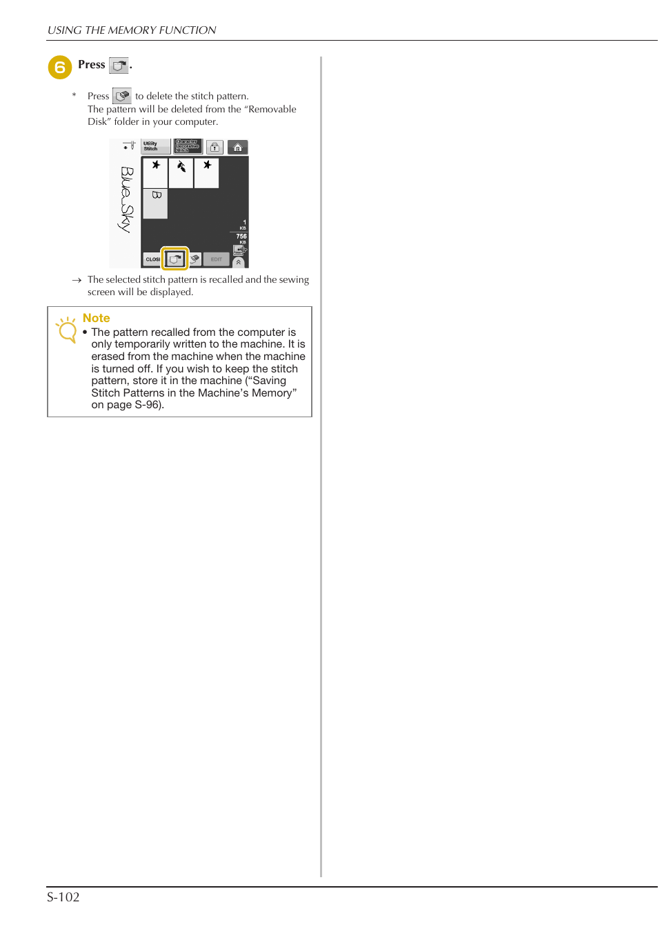 S-102 | Baby Lock Crescendo (BLCR) Instruction and Reference Guide User Manual | Page 176 / 216