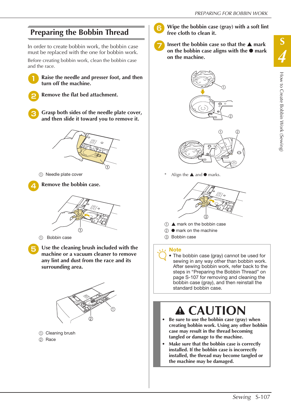 Caution, Preparing the bobbin thread | Baby Lock Crescendo (BLCR) Instruction and Reference Guide User Manual | Page 181 / 216