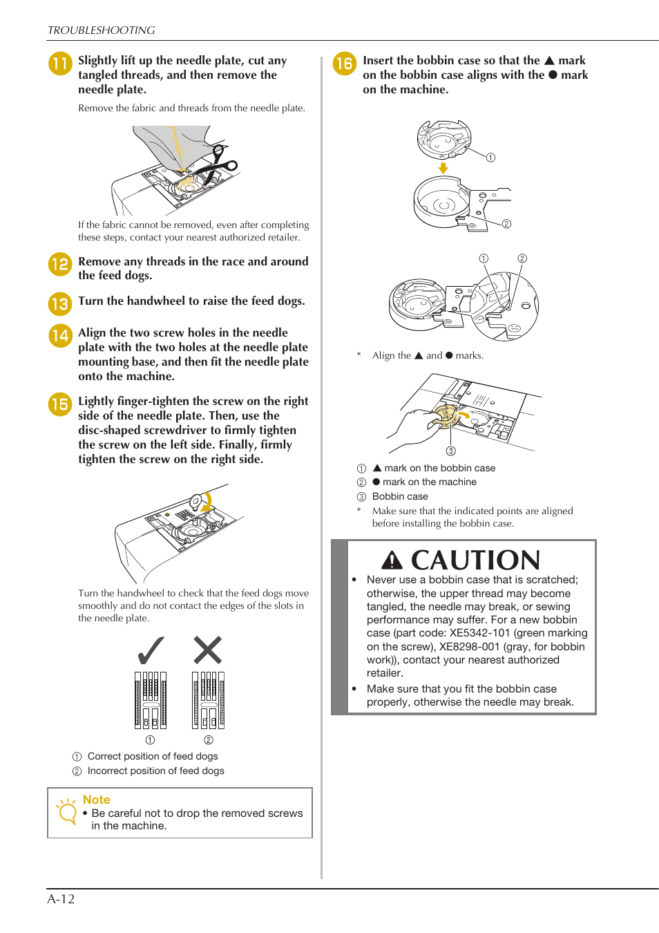 Caution | Baby Lock Crescendo (BLCR) Instruction and Reference Guide User Manual | Page 202 / 216