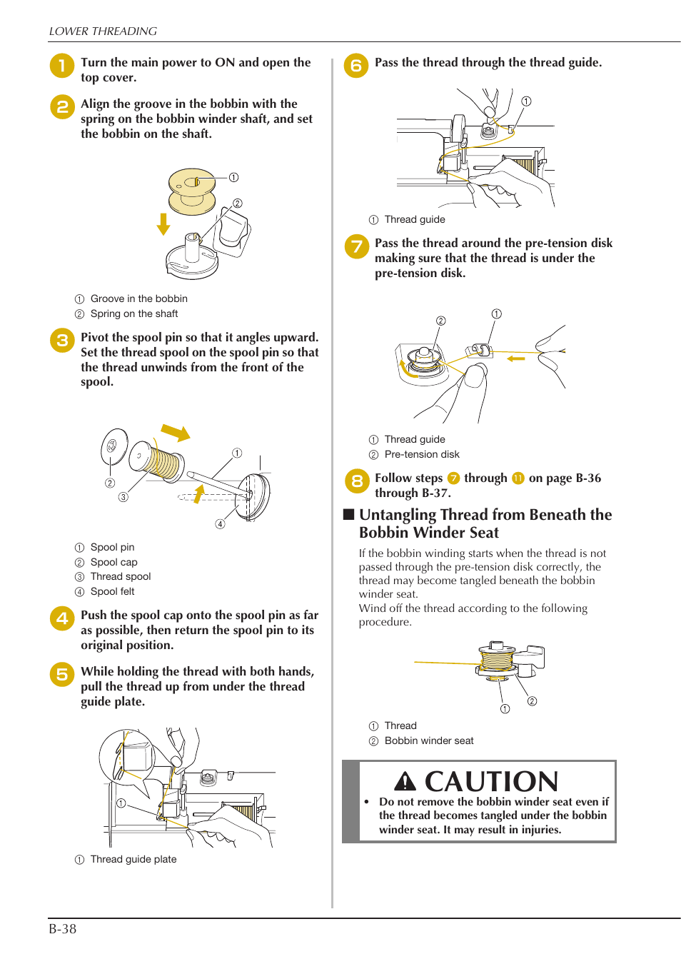 Caution | Baby Lock Crescendo (BLCR) Instruction and Reference Guide User Manual | Page 40 / 216
