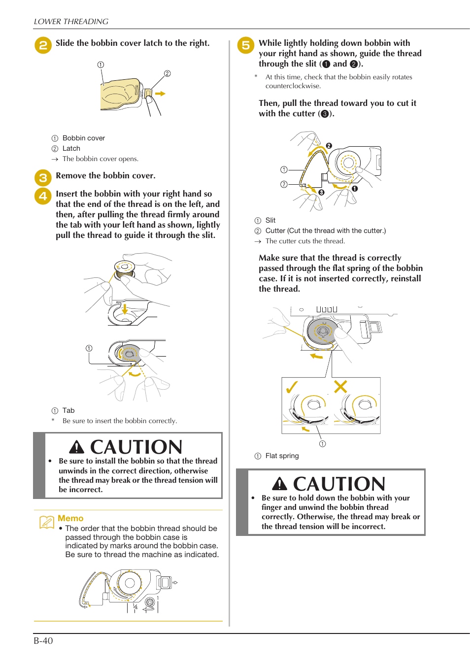 Caution | Baby Lock Crescendo (BLCR) Instruction and Reference Guide User Manual | Page 42 / 216