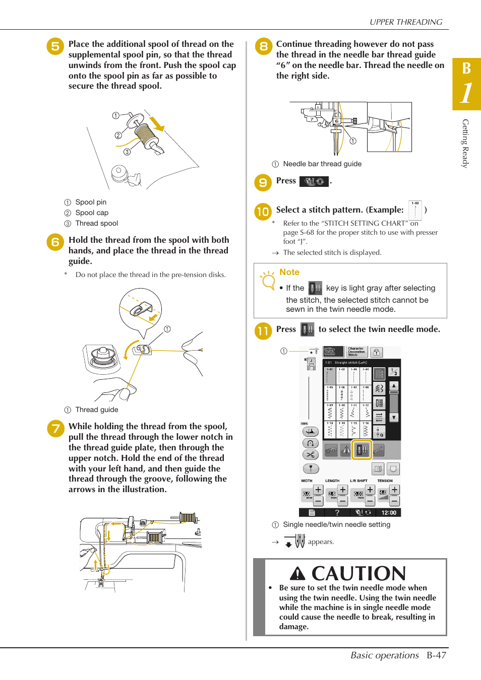 Caution | Baby Lock Crescendo (BLCR) Instruction and Reference Guide User Manual | Page 49 / 216