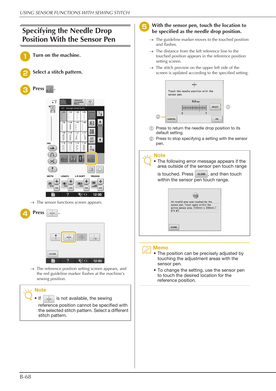 B-68 | Baby Lock Crescendo (BLCR) Instruction and Reference Guide User Manual | Page 70 / 216