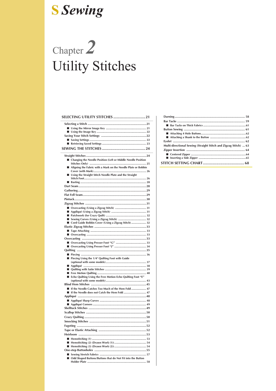 Ssewing utility stitches, Chapter | Baby Lock Crescendo (BLCR) Instruction and Reference Guide User Manual | Page 94 / 216
