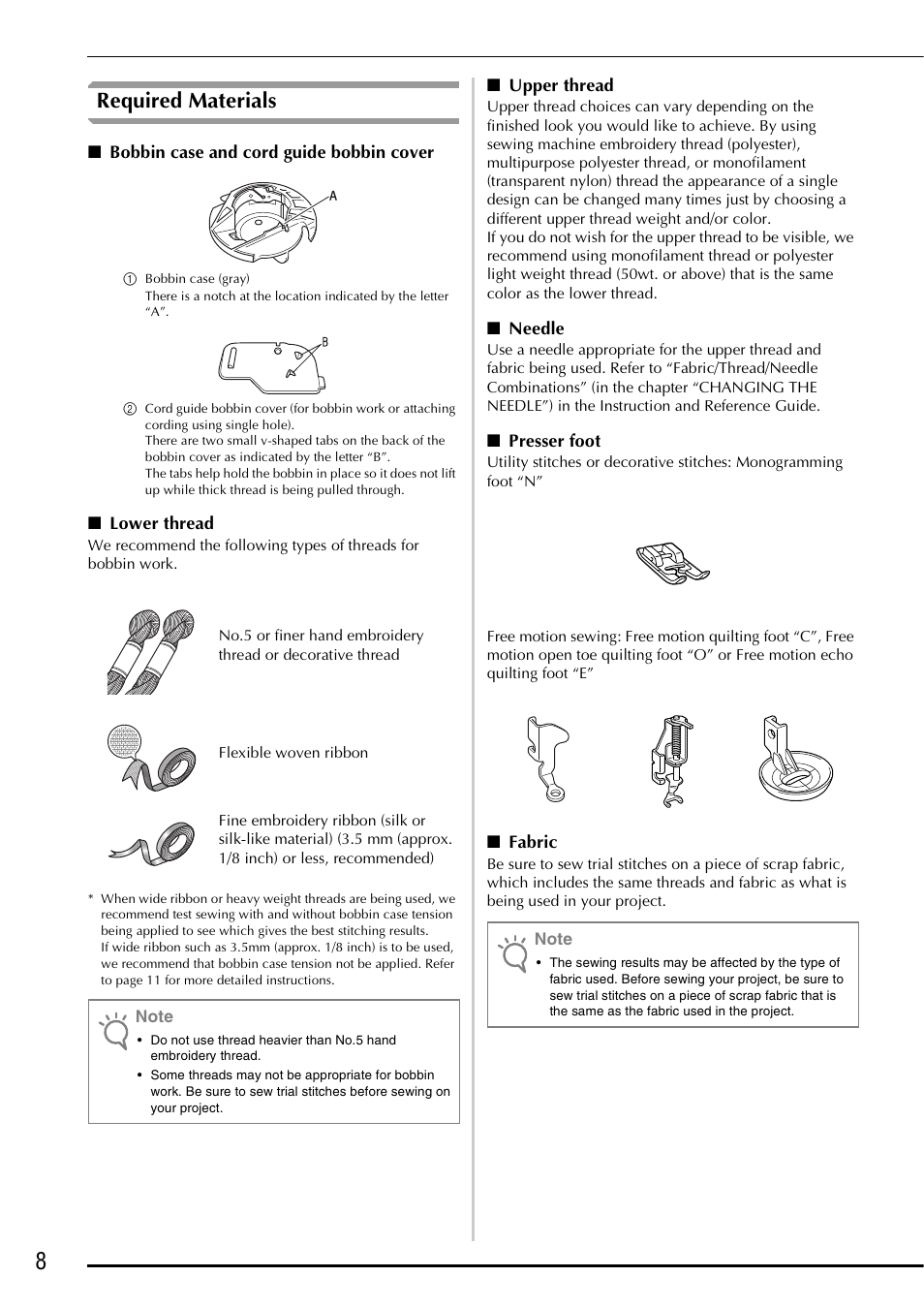 Required materials | Baby Lock Symphony (BLSY) Instruction and Reference Guide Addendum User Manual | Page 10 / 56