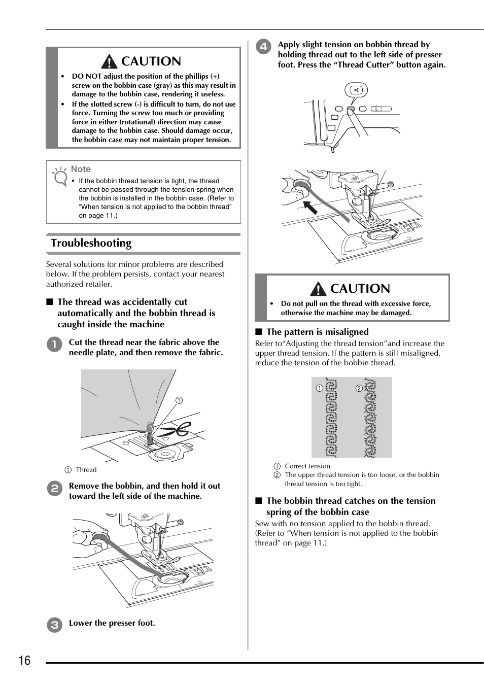 Caution, Troubleshooting | Baby Lock Symphony (BLSY) Instruction and Reference Guide Addendum User Manual | Page 18 / 56