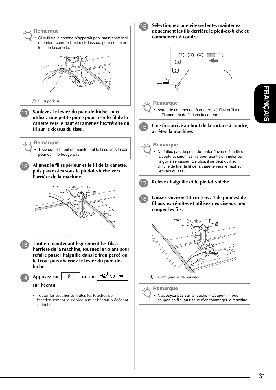 31 fra nçais | Baby Lock Symphony (BLSY) Instruction and Reference Guide Addendum User Manual | Page 33 / 56