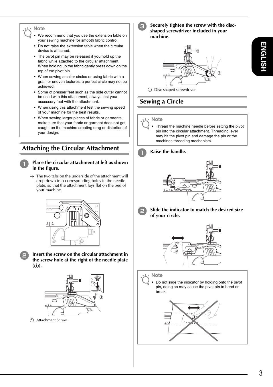 3e ngl is h, Attaching the circular attachment, Sewing a circle | Baby Lock Symphony (BLSY) Instruction and Reference Guide Addendum User Manual | Page 5 / 56