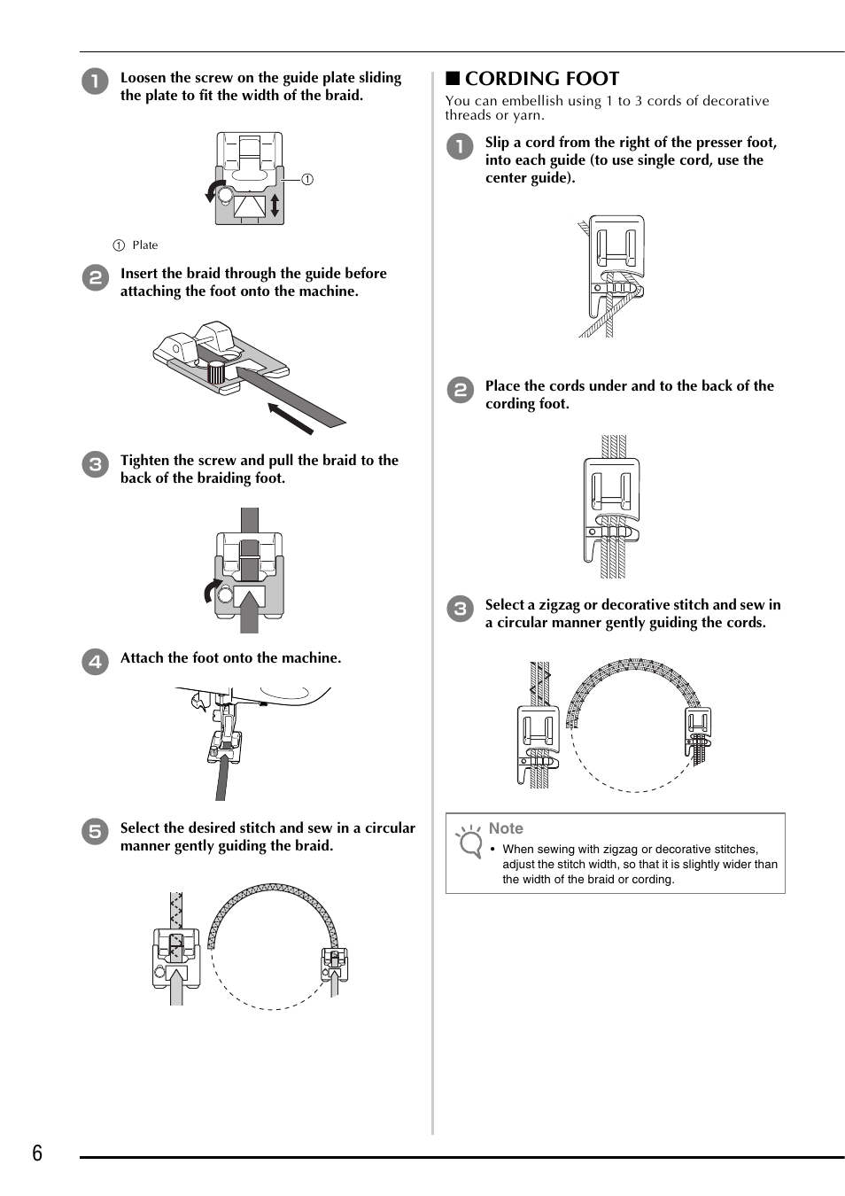 Cording foot | Baby Lock Symphony (BLSY) Instruction and Reference Guide Addendum User Manual | Page 8 / 56