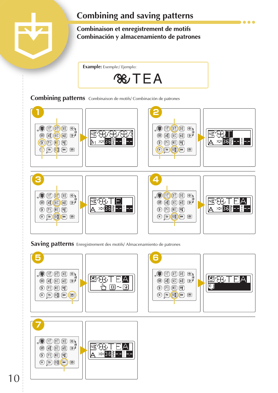 Combining and saving patterns | Baby Lock Melody (BLMY) Quick Reference Guide User Manual | Page 12 / 20