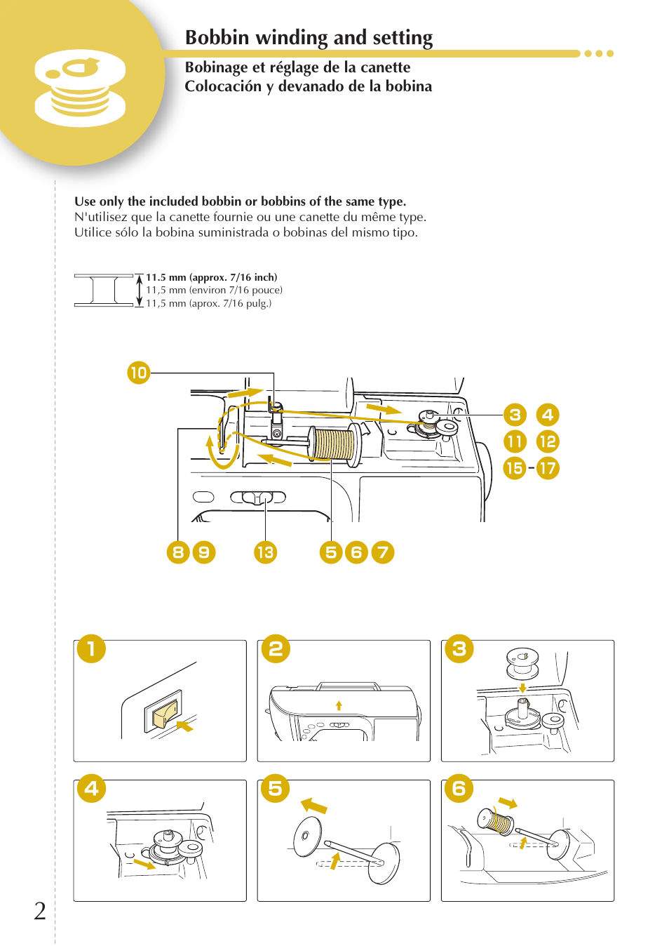 Bobbin winding and setting | Baby Lock Melody (BLMY) Quick Reference Guide User Manual | Page 4 / 20