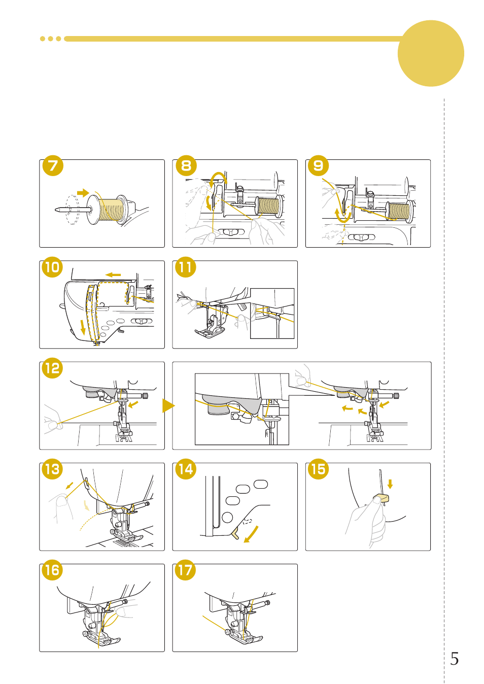 Upper threading, Enfilage supérieur enhebrado del hilo superior | Baby Lock Melody (BLMY) Quick Reference Guide User Manual | Page 7 / 20