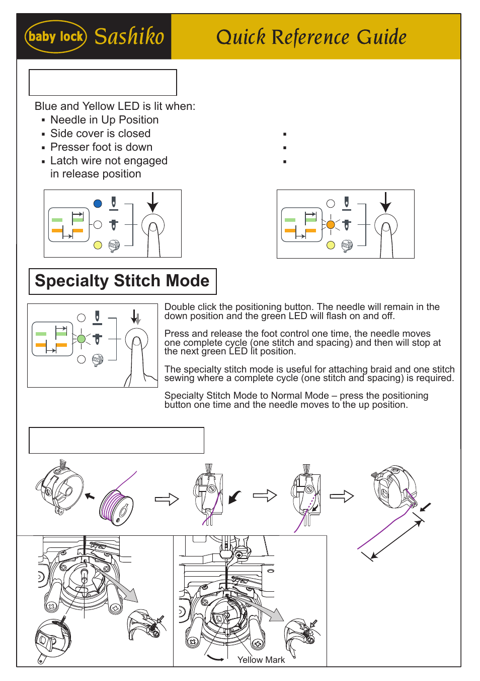 Baby Lock Sashiko 2 (BLQK2) Quick Reference Guide User Manual | Page 2 / 3