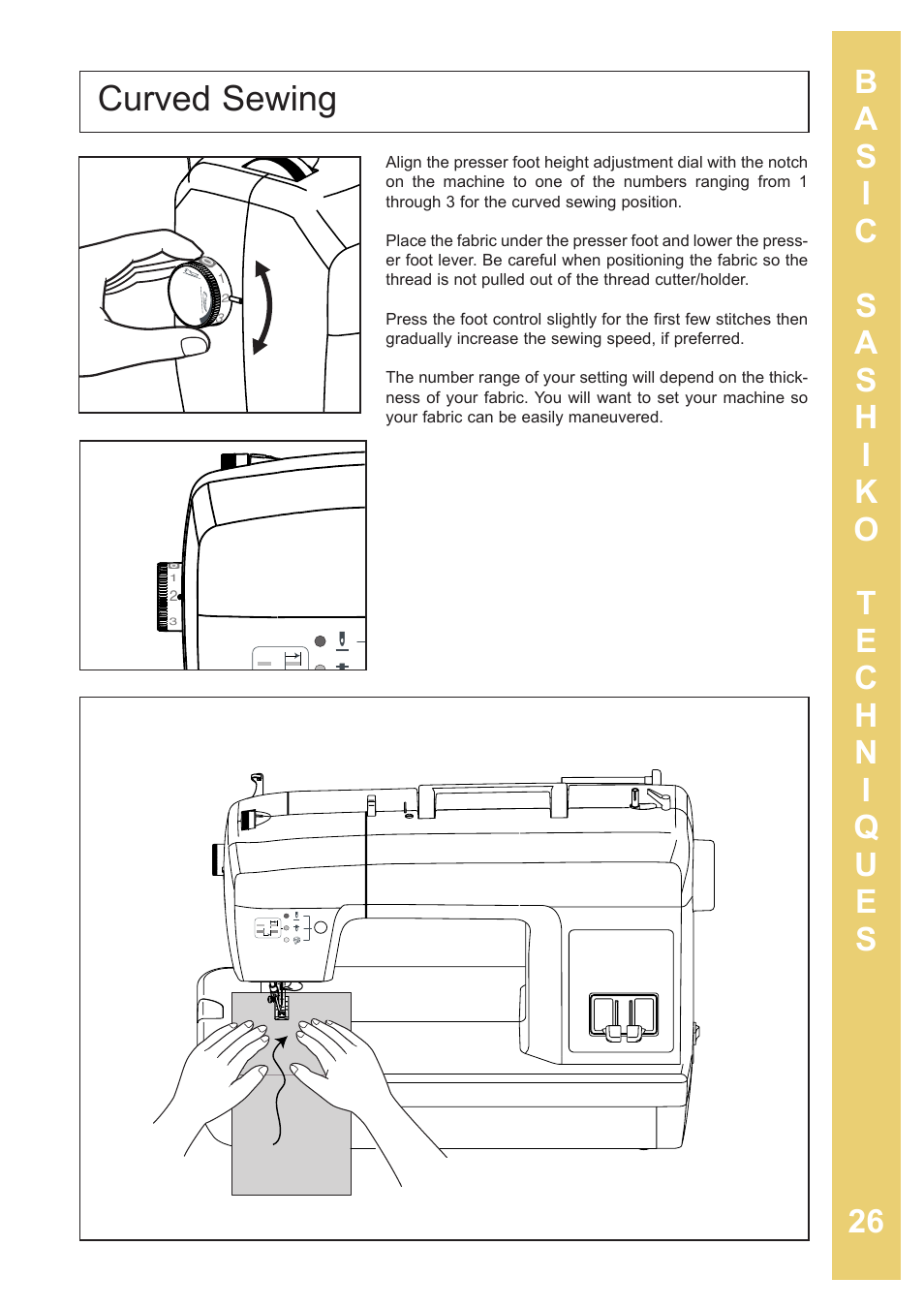 Curved sewing | Baby Lock Sashiko 2 (BLQK2) Instruction and Reference Guide User Manual | Page 27 / 42