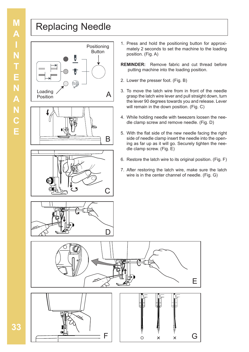 Replacing needle | Baby Lock Sashiko 2 (BLQK2) Instruction and Reference Guide User Manual | Page 34 / 42