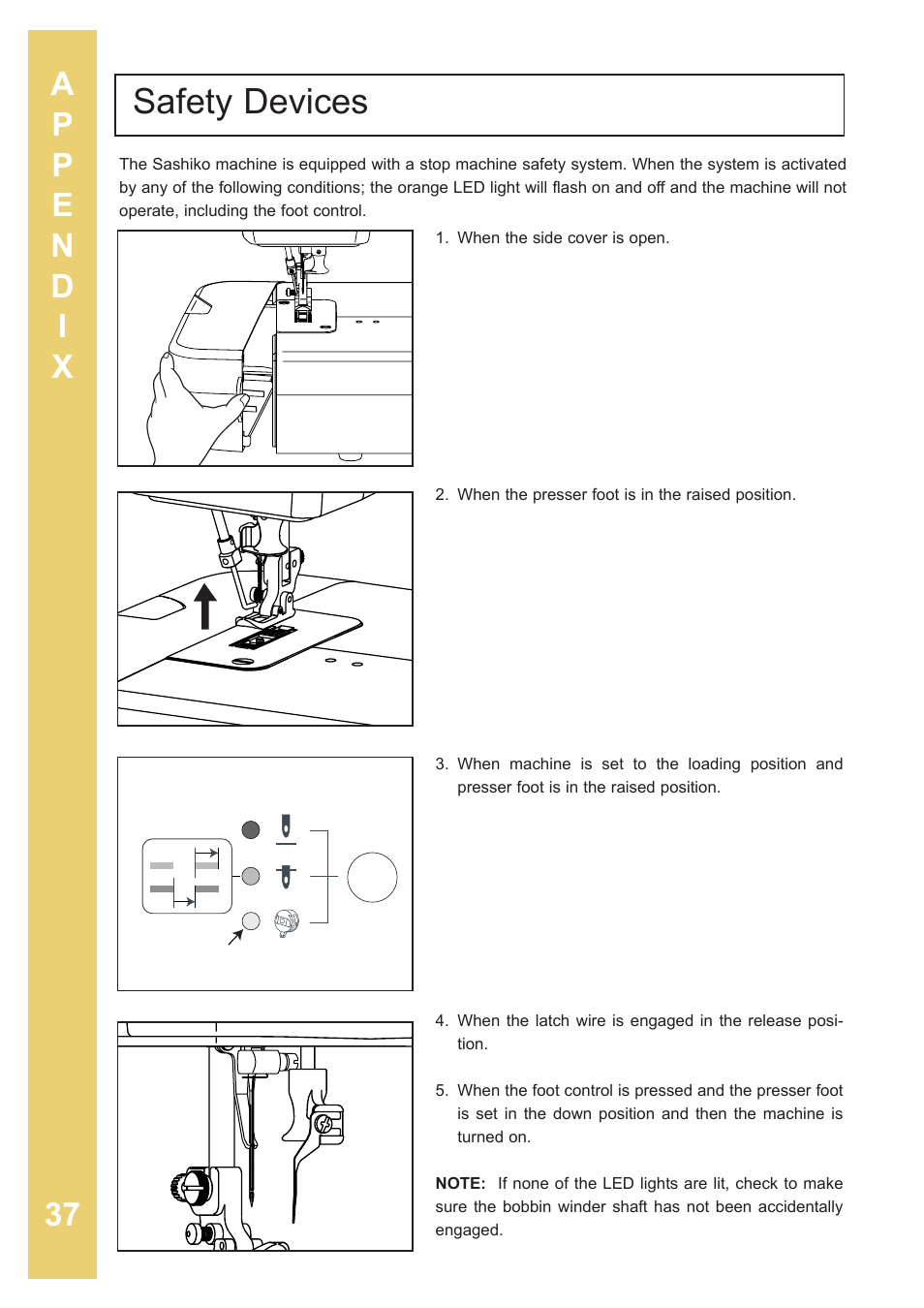 Safety devices | Baby Lock Sashiko 2 (BLQK2) Instruction and Reference Guide User Manual | Page 38 / 42