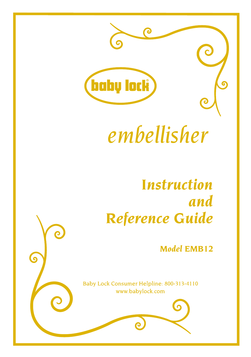 Baby Lock Embellisher (EMB12-2) Manual User Manual | 16 pages