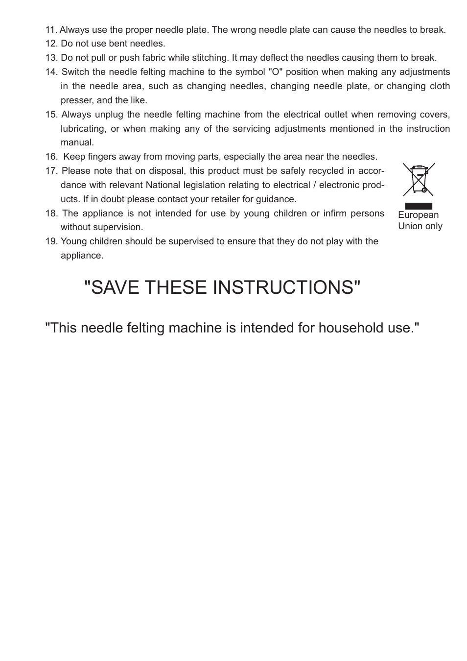 Save these instructions | Baby Lock Embellisher (EMB12-2) Manual User Manual | Page 3 / 16