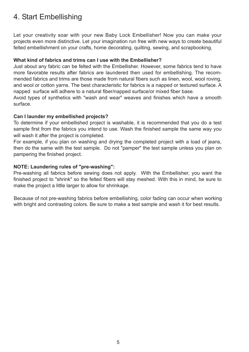 Start embellishing | Baby Lock Embellisher (EMB12-2) Manual User Manual | Page 8 / 16