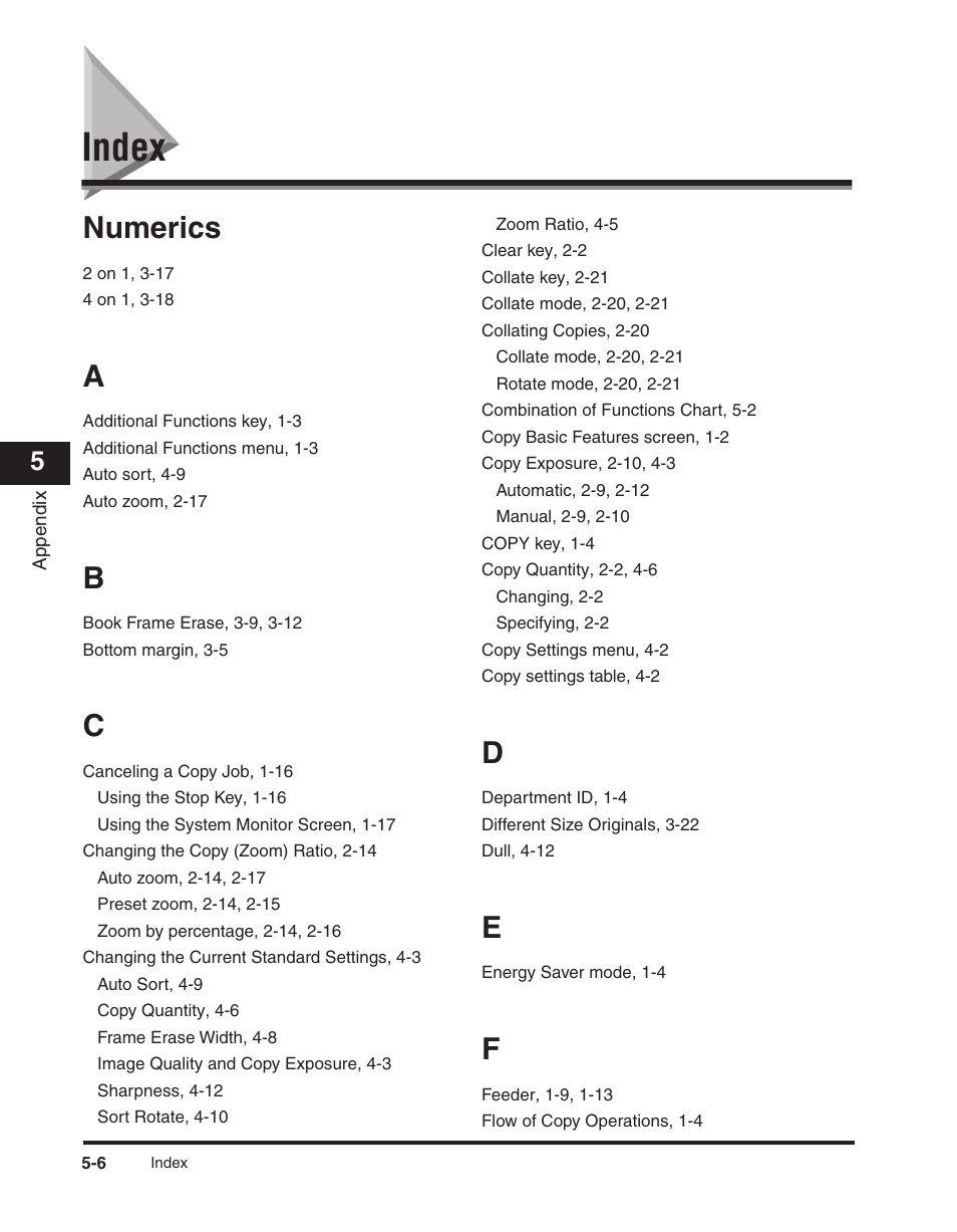 Index, Index -6, Numerics | Canon ImageCLASS 2300 User Manual | Page 101 / 104
