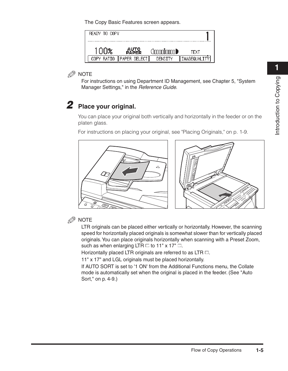Place your original, Introduction to cop ying | Canon ImageCLASS 2300 User Manual | Page 14 / 104