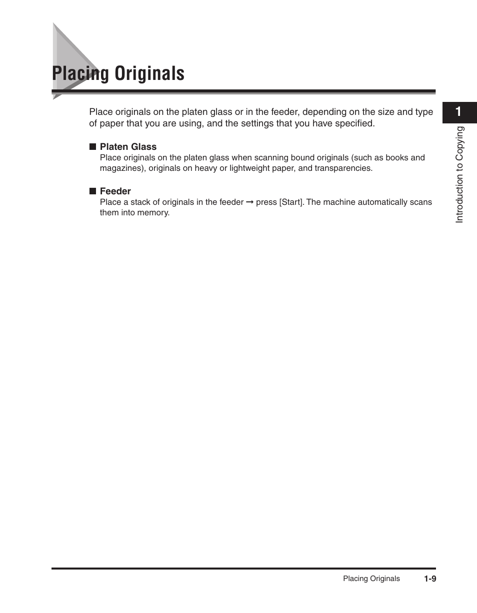 Placing originals, Placing originals -9 | Canon ImageCLASS 2300 User Manual | Page 18 / 104