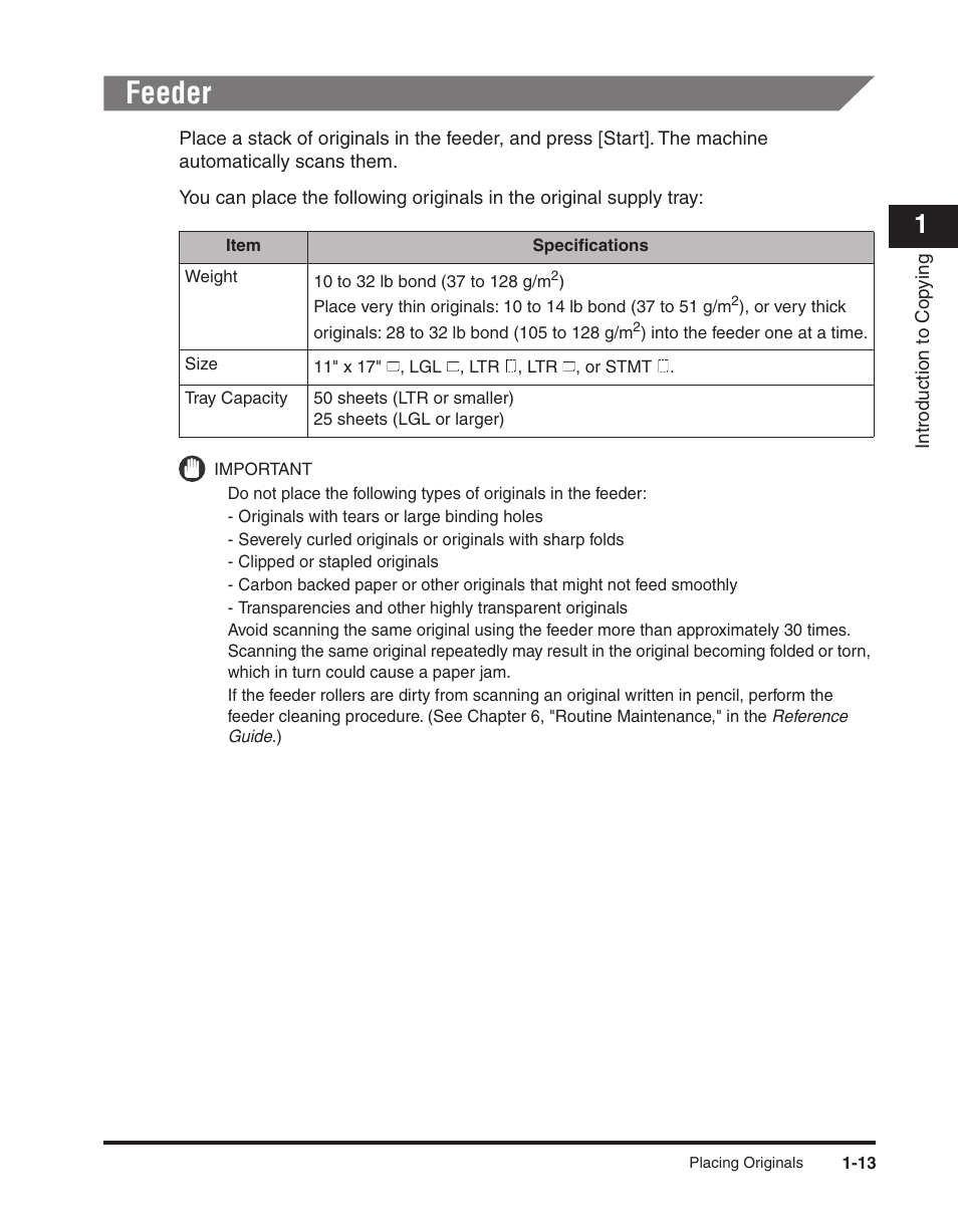Feeder, Feeder -13 | Canon ImageCLASS 2300 User Manual | Page 22 / 104