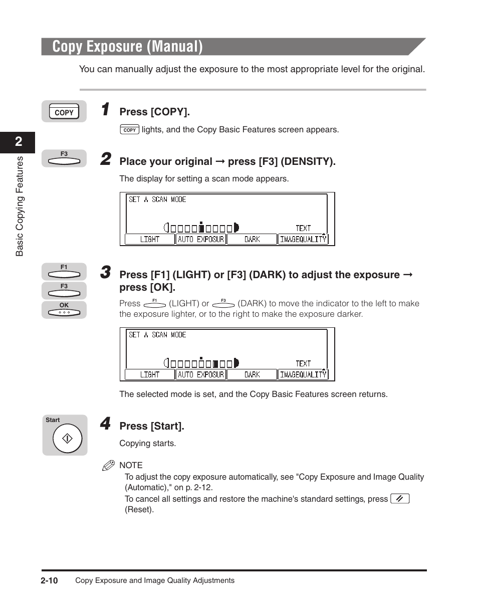Copy exposure (manual), Copy exposure (manual) -10 | Canon ImageCLASS 2300 User Manual | Page 41 / 104