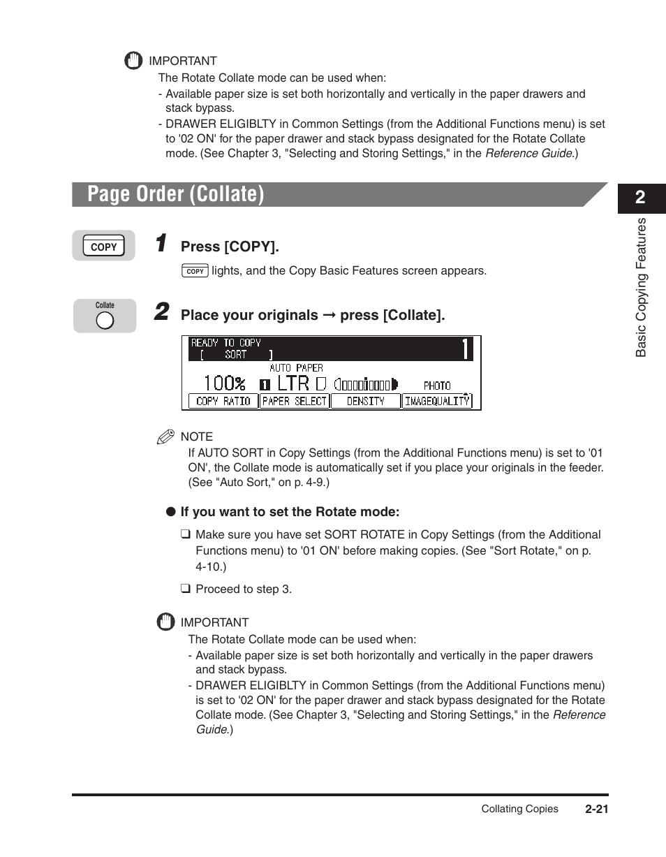 Page order (collate) | Canon ImageCLASS 2300 User Manual | Page 52 / 104