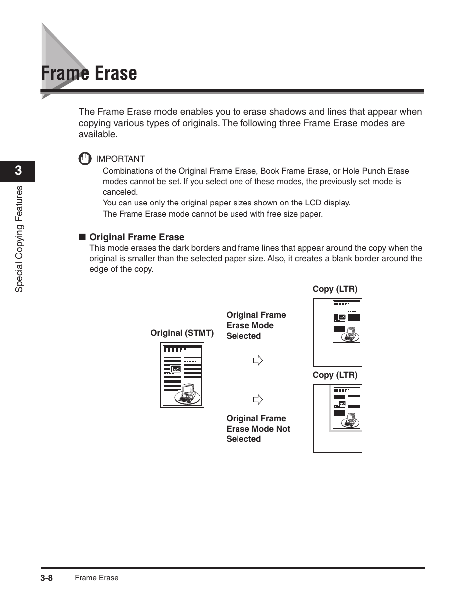 Frame erase, Frame erase -8, See "frame erase," on p | Canon ImageCLASS 2300 User Manual | Page 61 / 104
