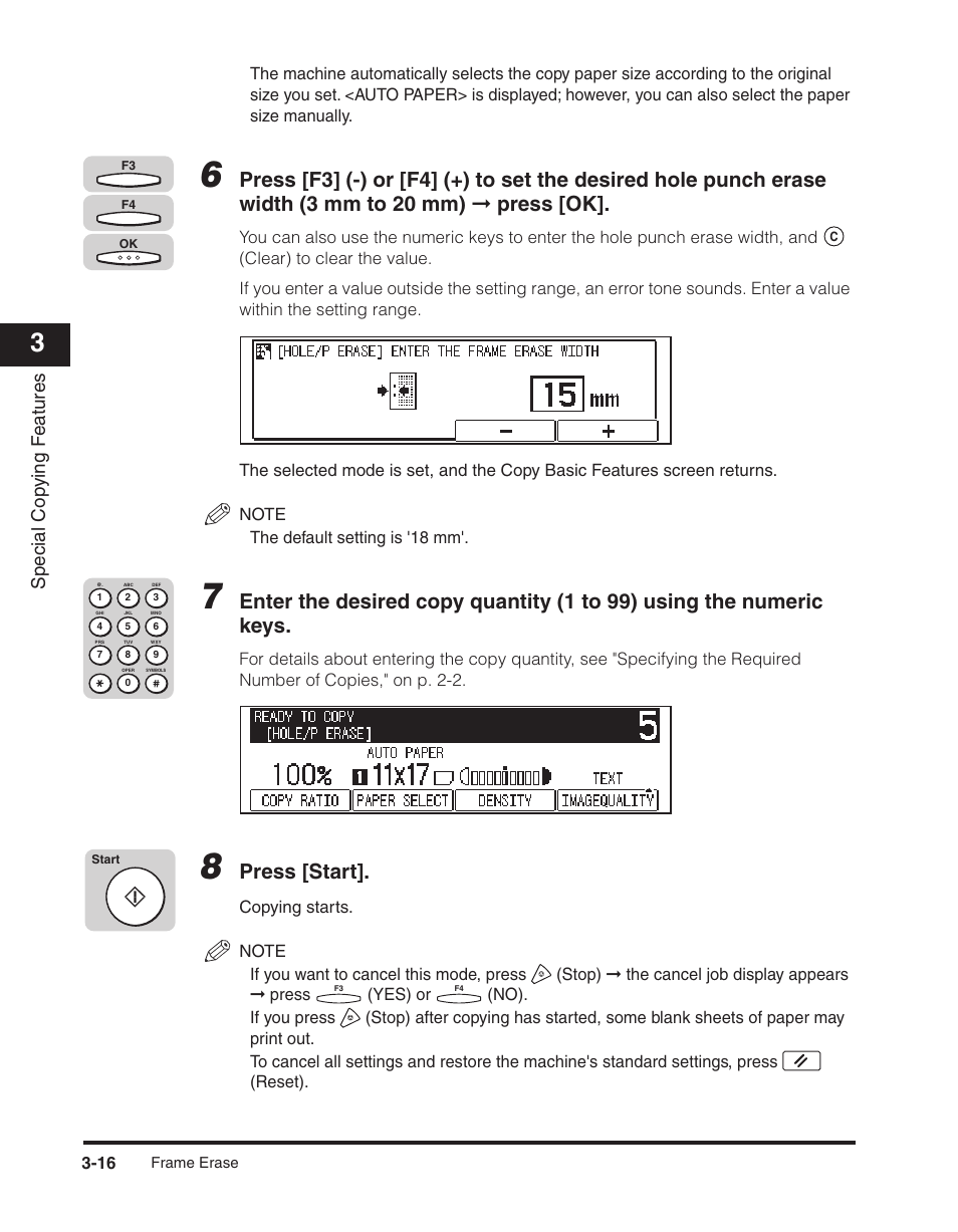 Press [start, Special cop ying f eatures | Canon ImageCLASS 2300 User Manual | Page 69 / 104