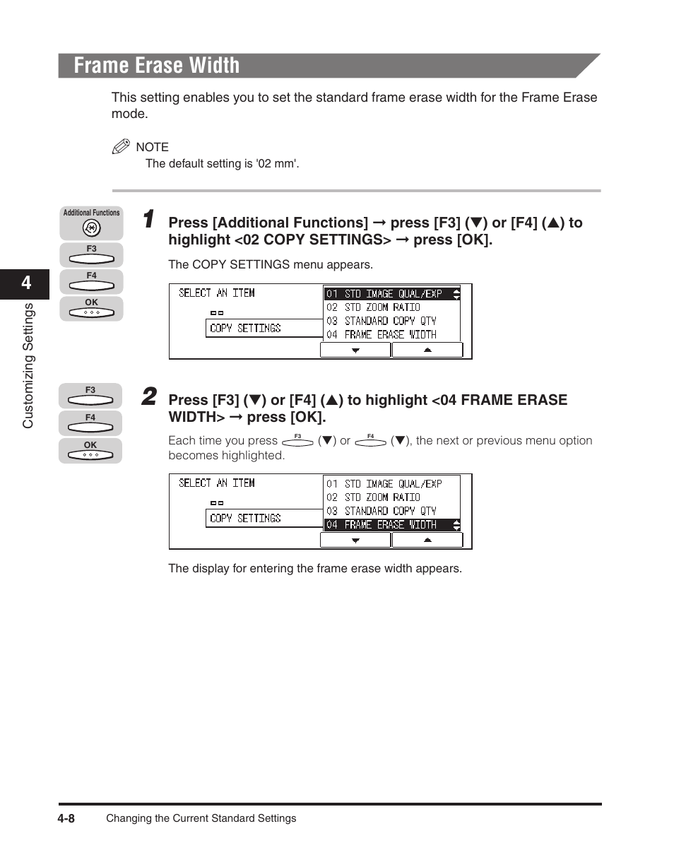 Frame erase width, Frame erase width -8, See "frame erase width," on p | Canon ImageCLASS 2300 User Manual | Page 85 / 104