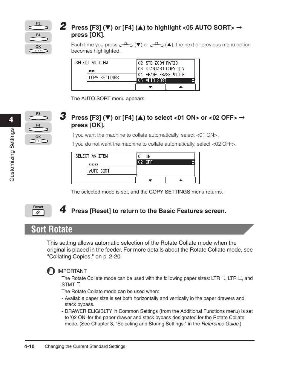 Sort rotate, Sort rotate -10, See "sort rotate," on p | Canon ImageCLASS 2300 User Manual | Page 87 / 104