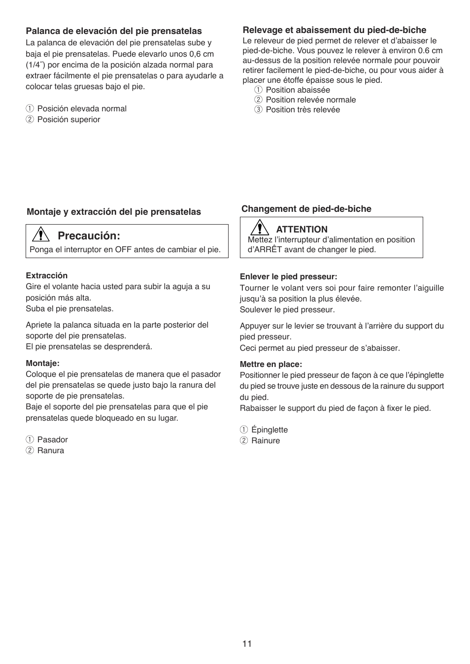 Precaución | Baby Lock BL9 (BL9) Instruction and Reference Guide User Manual | Page 15 / 56