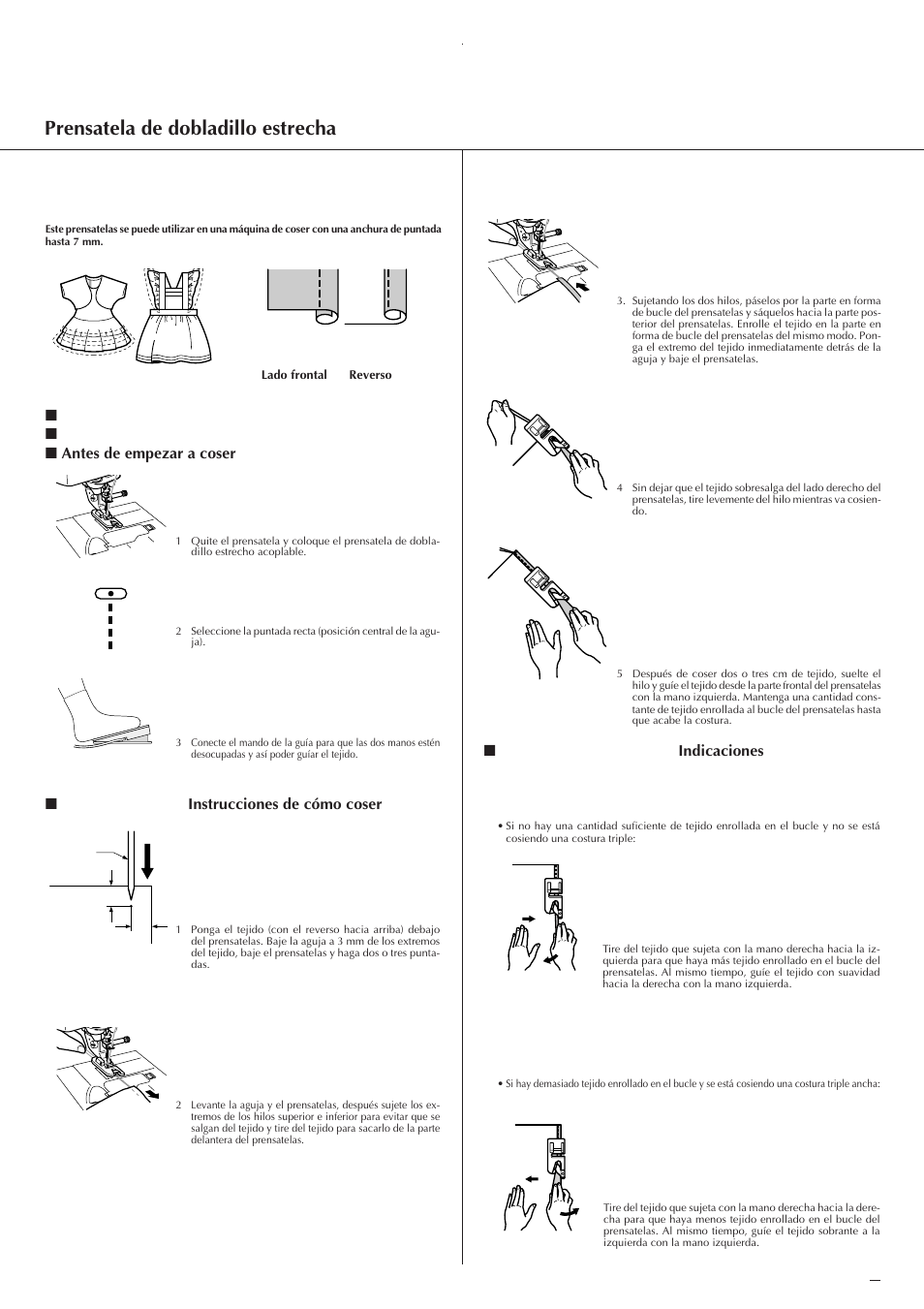 Sewing/ couture/ instrucciones de cómo coser, Hints/ conseils pratiques/ indicaciones | Baby Lock Ellisimo Gold (Previous Model) (BLSOG) Additional Accessories Guide User Manual | Page 5 / 8