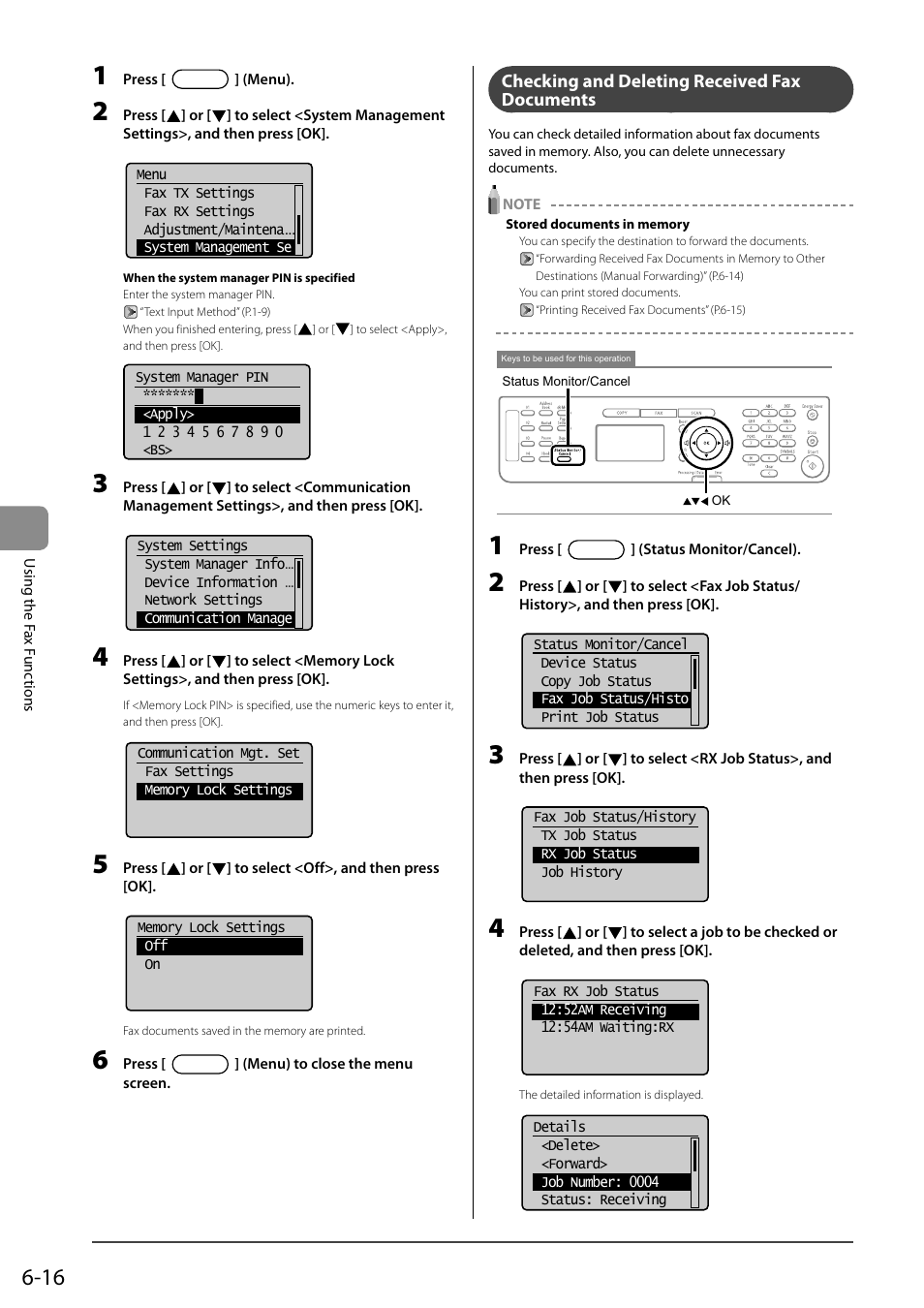 Checking and deleting received fax documents | Canon ImageCLASS MF4570DN User Manual | Page 100 / 164