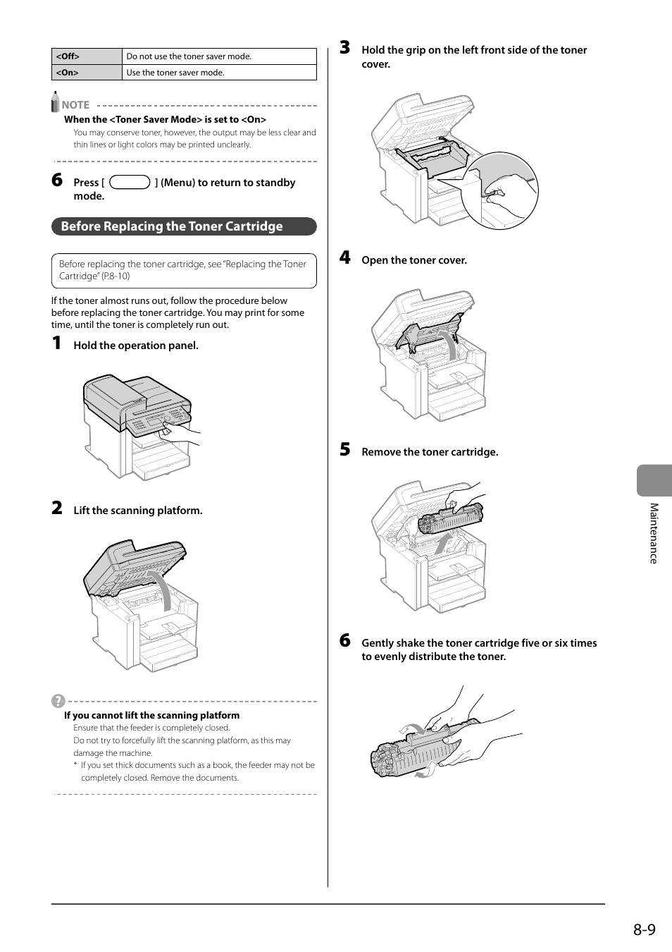 Before replacing the toner cartridge | Canon ImageCLASS MF4570DN User Manual | Page 123 / 164