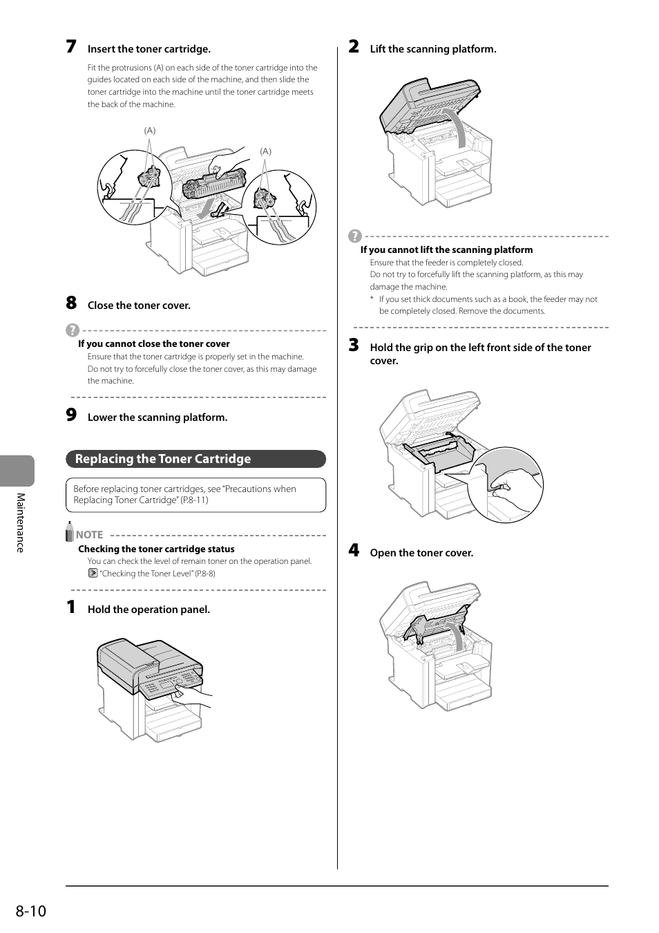 Replacing the toner cartridge | Canon ImageCLASS MF4570DN User Manual | Page 124 / 164